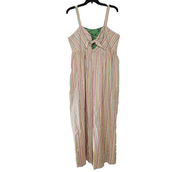Striped Sleeveless Maxi Dress XXL Pink Aqua Yellow Floral Accent Matilda Jane - Picture 1 of 5